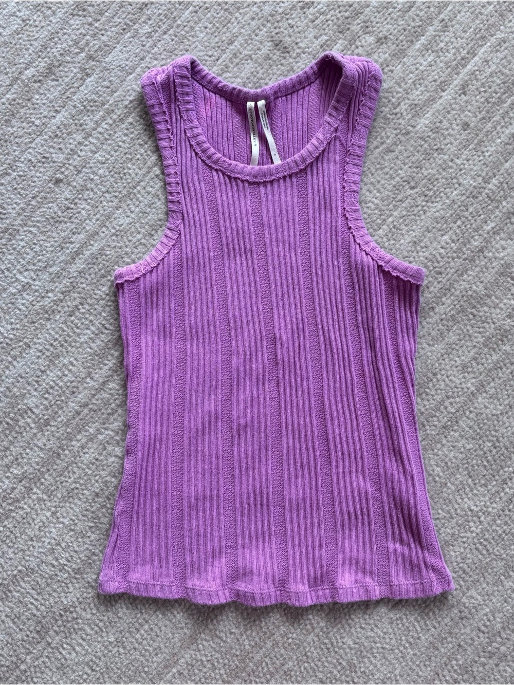 Anthropologie Pink Ribbed Scoop Neck Cropped Tank Top Small